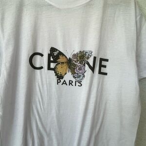 Celine Paris graphics tee White cotton Medium preowned